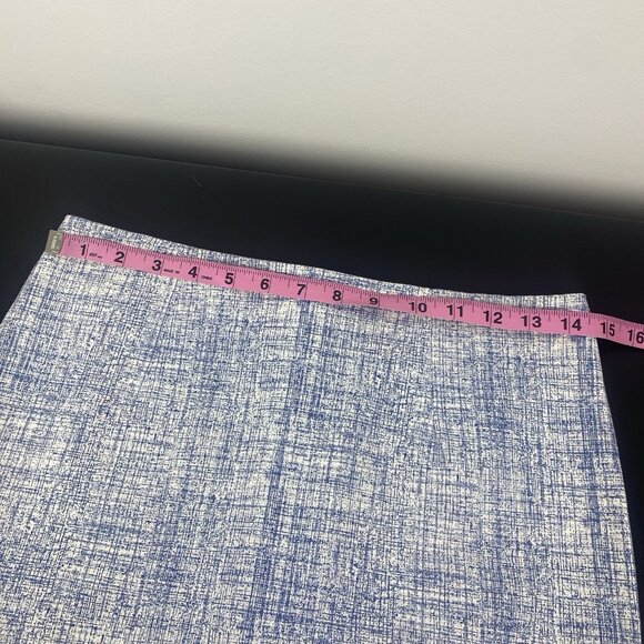 Katherine Barclay Montreal Women's Patterned Pencil Skirt Size 2 Blue White - Picture 5 of 7